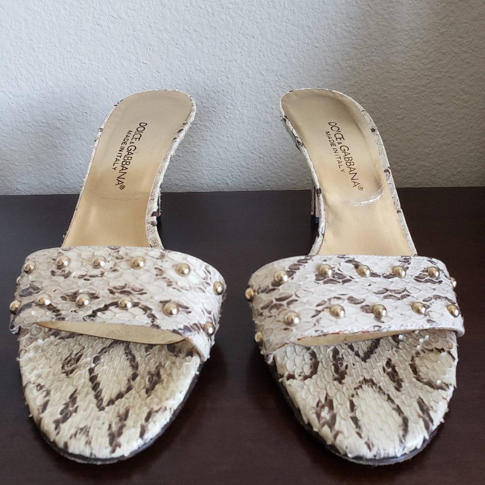Dolce & Gabbana studded python slide sandals